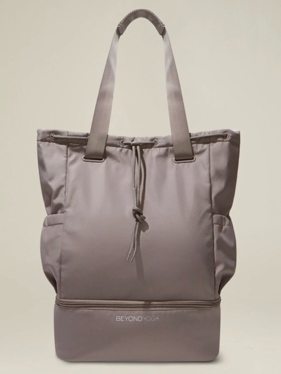 Beyond Yoga Handbags - Beyond Yoga Taupe‎ Convertible Tote with Bottom Zip Compartment